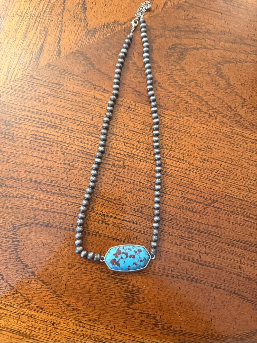 Turquoise Faux Navajo Pearl Bead Necklace
